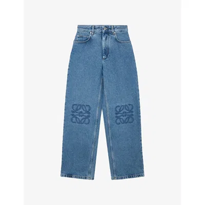 Loewe Womens Jeans Blue Anagram Baggy-fit Denim Jeans