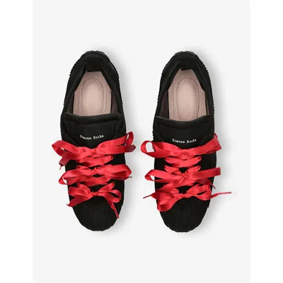 Simone Rocha Womens Black/comb Ballerina Grip Woven Low-top Trainers Eur 40 / 7 Uk