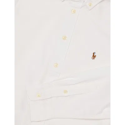 Polo Ralph Lauren White Boys'  Oxford Embroidered-logo Cotton Shirt Xl In Neutral