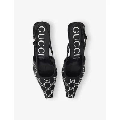 Gucci Gg Rhinestoned Mesh Slingback Pumps