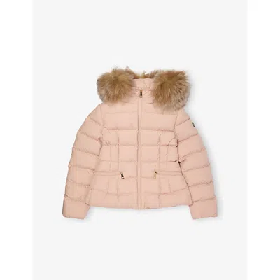 Moncler Light Pink Boedette Hooded Padded Shell Jacket 4-14 In Pink