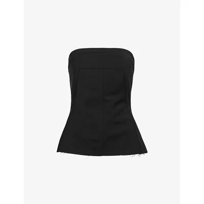 Rick Owens Womens Black Bustier Cinched Stretch-wool Blend Top