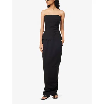 Rick Owens Womens Black Bustier Cinched Stretch-wool Blend Top