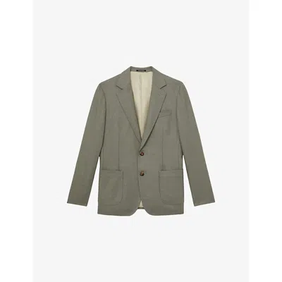 Reiss Womens Sage Green Midnight Slim-fit Wool-blend Blazer