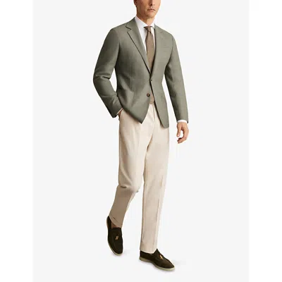 Reiss Womens Sage Green Midnight Slim-fit Wool-blend Blazer