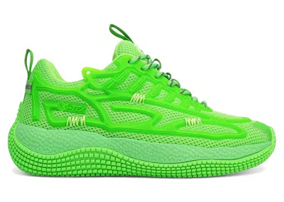 Pre-owned John Geiger Men's  004 Triple Sneakers In Lime In Green