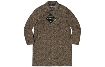 Supreme Gore Tex Overcoat 'flower Print' In Brown