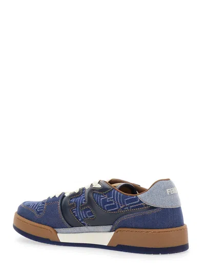 Fendi Match Denim Ff Embossed Sneakers Blue In Blue