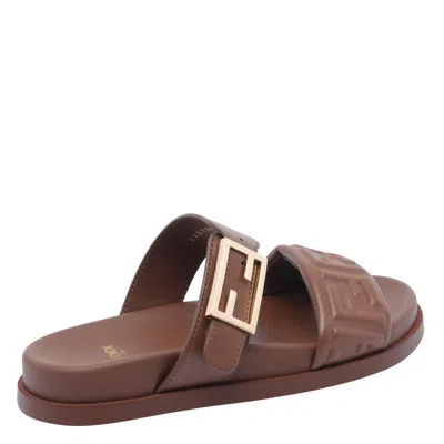 Fendi Slide Sandals With Buckle Detail And Flat Sole