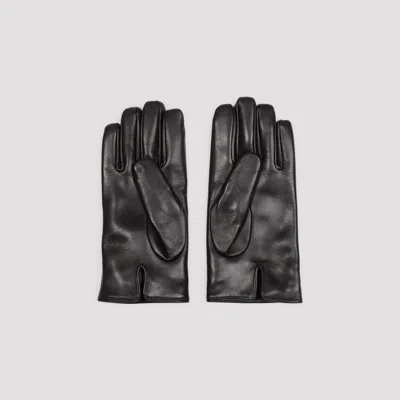 Giorgio Armani Logo Embossed Nappa Gloves In Black