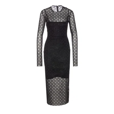 Givenchy Monogram 72 Glitter Flocked Long Sleeve Mesh Dress