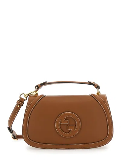 Gucci Women 'blondie' Brown Handbag With Logo Detail On Front In Leather Woman