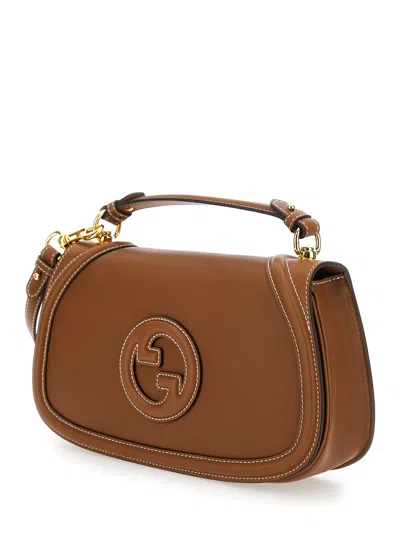 Gucci Women 'blondie' Brown Handbag With Logo Detail On Front In Leather Woman