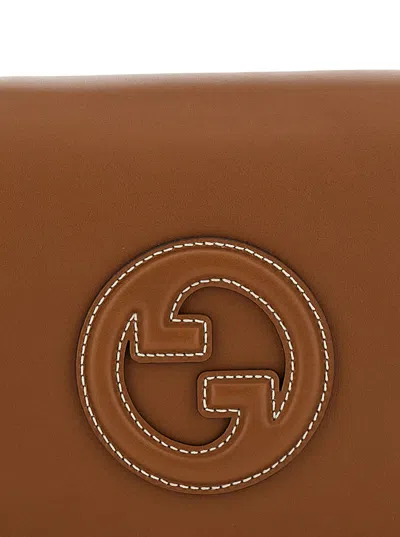 Gucci Women 'blondie' Brown Handbag With Logo Detail On Front In Leather Woman