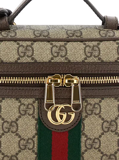 Gucci Women 'ophidia' Brown Handbag With All-over Gg Motif In Fabric Woman