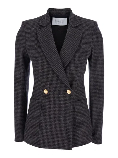 Harris Wharf London Houndstooth Double-breasted Blazer In Gray
