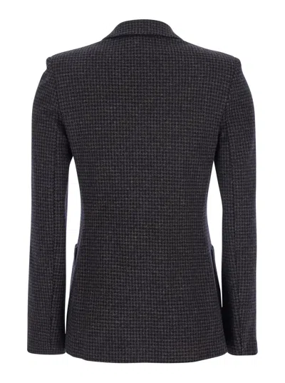 Harris Wharf London Houndstooth Double-breasted Blazer In Gray