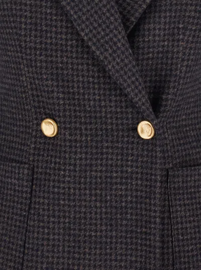 Harris Wharf London Houndstooth Double-breasted Blazer In Gray