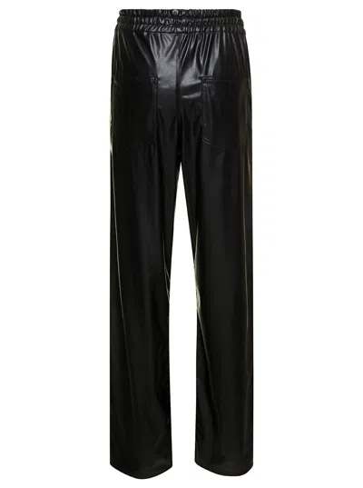 Isabel Marant Étoile Brina Black Pants With Drawstring Closure In Shiny Faux Leather Woman