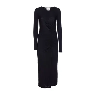 Isabel Marant Étoile Crewneck Long Sleeve Midi Dress With Ruched Detailing In Blue