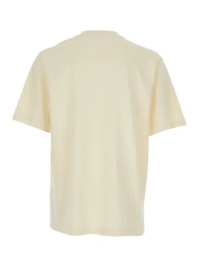 Jacquemus 'le T-shirt Gros Grain' Beige T-shirt With Logo Patch On The Front In Neutral