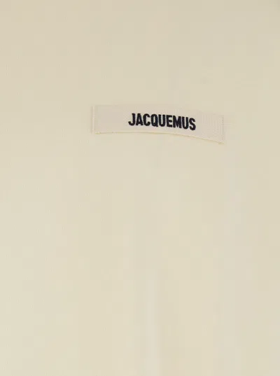 Jacquemus 'le T-shirt Gros Grain' Beige T-shirt With Logo Patch On The Front In Neutral