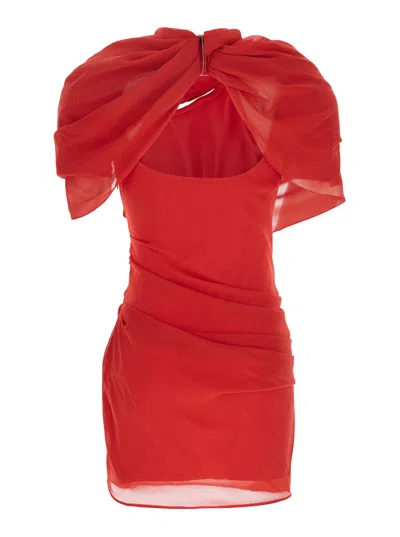 Jacquemus 'la Robe Castagna' Red Dress With Ruched Detail And Rear Cut-out In Red