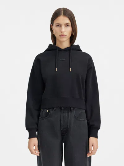 Jacquemus Le Grosgrain Logo Cotton Fleece Crop Hoodie
