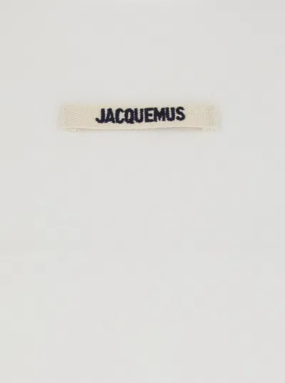 Jacquemus Le T-shirt Gros Grain White Crewneck T-shirt With Logo Patch On The Front In Cotton Stretch Woman In White