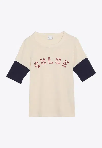 Chloé Logo Print Crewneck T-shirt