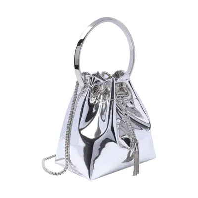Jimmy Choo Structured Metallic Bucket Bag With Circular Handles