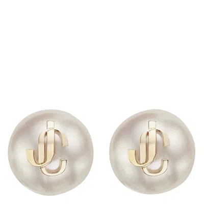 Jimmy Choo Pearl Lobo Earrings Gold-tone Hardware In White