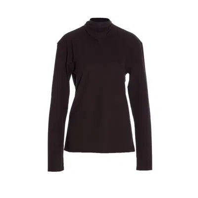 Lemaire Long Sleeved Top With Scarf Detail In Black