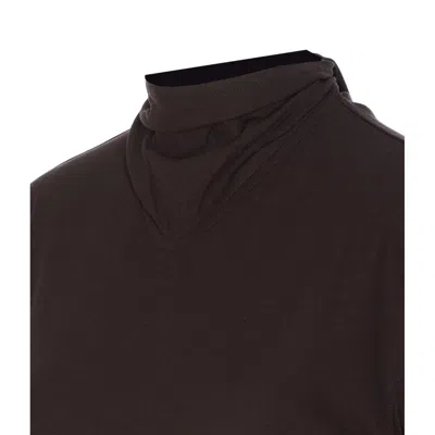 Lemaire Long Sleeved Top With Scarf Detail In Black