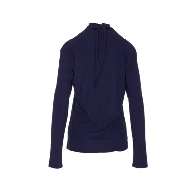 Lemaire Long-sleeve Top With Scarf Detail In Blue