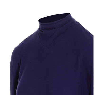 Lemaire Long-sleeve Top With Scarf Detail In Blue