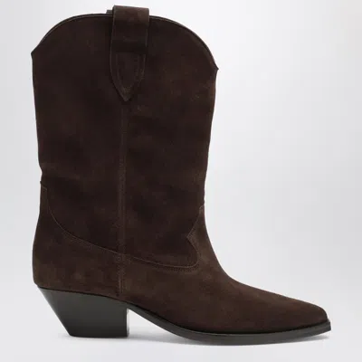 Isabel Marant Duerto Chocolate Cowboy Boots In Suede