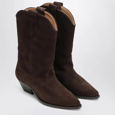 Isabel Marant Duerto Chocolate Cowboy Boots In Suede