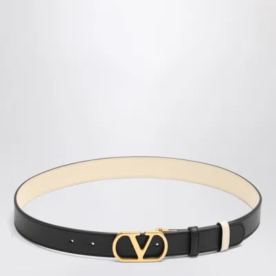 Valentino Garavani Reversible Vlogo Signature Belt In Black/butter White In Black