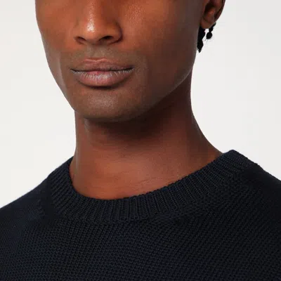 Roberto Collina Navy Blue Crew Neck Wool Sweater In Blue