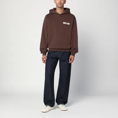 Jacquemus Gros Grain Hooded Sweatshirt In Brown