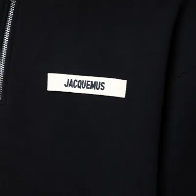 Jacquemus Grog Grain Zip-neck Sweatshirt In Black