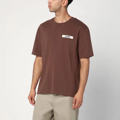 Jacquemus Gros Grain Cotton Crew-neck T-shirt In Brown