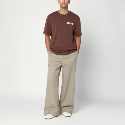 Jacquemus Gros Grain Cotton Crew-neck T-shirt In Brown