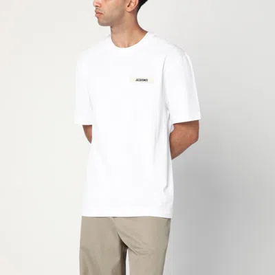 Jacquemus 'le T-shirt Gros Grain' White T-shirt With Logo Patch On The Front