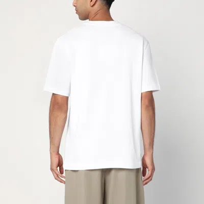 Jacquemus 'le T-shirt Gros Grain' White T-shirt With Logo Patch On The Front