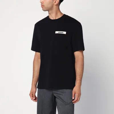 Jacquemus Black Crewneck T-shirt With Logo Detail In Black