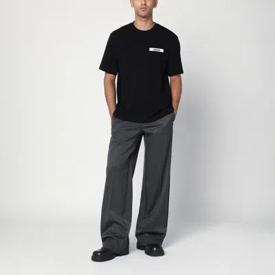 Jacquemus Black Crewneck T-shirt With Logo Detail In Black