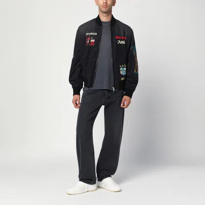 Amiri Bomber Jacket With Embroidered Design And Graphic Print In Black