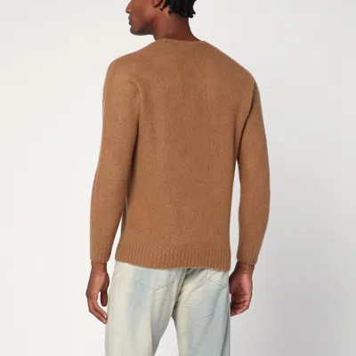 Drumohr Man Sweater Camel Size 48 Lambswool In Brown